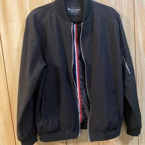 UrbanFind Black Bomber Jacket with Stripe Detail